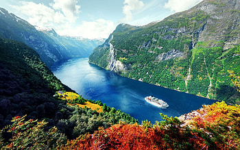 360-degree virtual tour, Immersive fjord experience, Virtual exploration, Digital wanderlust HD wallpaper