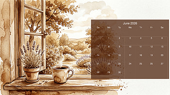 June 2026 Calendar — : Sunlit Window Morning, June 2026 Calendar HD wallpaper