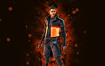 Wrap Trapper, , orange neon lights, Fortnite Battle Royale, Fortnite characters, Wrap Trapper Skin, Fortnite, Wrap Trapper Fortnite HD wallpaper