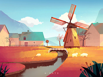 Windmill Art , windmill, artist, artwork, digital-art HD wallpaper