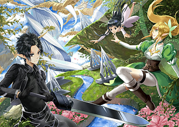 Forest weapon sao Elves sword swordsman online Fairy Yggdrasil Yui river Flowers alo Kirito Bodice Trees | | 495592 | UP HD wallpaper