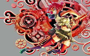 Adrenaline-High, sexy, sword, hot, cute, girl, red hair, blade, anime girl, anime, abstract, red, weapon, short hair, red head, katana, female HD wallpaper