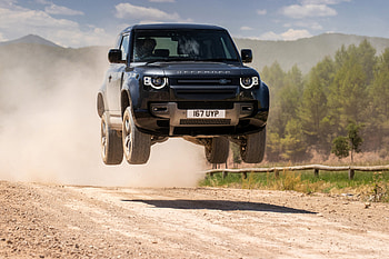 Land Rover Defender 90 V8 Carpathian Edition Jump, land-rover-defender, land-rover, 2021-cars, cars HD wallpaper