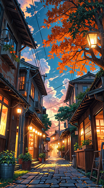 anime home street view, Anime, anime city, anime landscape HD phone wallpaper