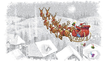Holidays, Santa Claus, Deers, Flight, Sleigh, Sledge, Presents, Gifts HD wallpaper