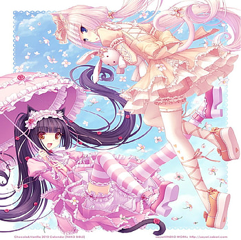 chocolat and vanilla, sexy, neko, hot, cute, girls HD wallpaper