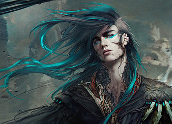 Volume, blue, black, art, harpiya, man, vloume, fantasy, luminos, guy HD wallpaper