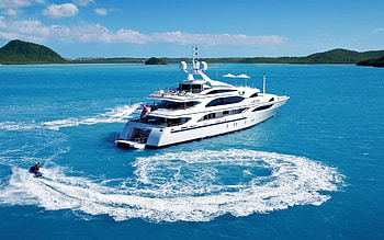 Luxury white yacht, Caribbean sea bay, Summer seascape, High quality HD wallpaper