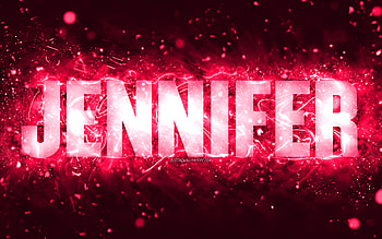 Happy Birtay Jennifer, , pink neon lights, Jennifer name, creative, Jennifer Happy Birtay, Jennifer Birtay, popular american female names, with Jennifer name, Jennifer HD wallpaper