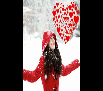 Happy Valentine, winter, smiling, girl, beautiful, beauty, woman, brown, love, red hearts, happy, Happy valentine day HD wallpaper