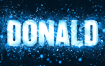 Happy Birtay Donald, , blue neon lights, Donald name, creative, Donald Happy Birtay, Donald Birtay, popular american male names, with Donald name, Donald HD wallpaper