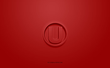 Club Universitario de Deportes, creative 3D logo, burgundy background, Peruvian Primera Division, 3d emblem, Peruvian football club, Lima, Peru, 3d art, Liga 1, football, Club Universitario de Deportes 3d logo HD wallpaper
