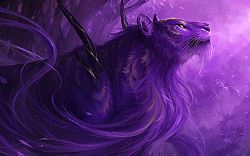 Fantasy lion, purple, pink, leu, frumusete, fantasy, luminos, creature, lion HD wallpaper