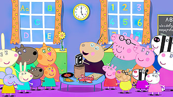 George Pig Daddy Pig Mummy Pig Grandpa Pig Suzy Sheep Granny Pig Mr. Elephant Peppa Pig HD wallpaper