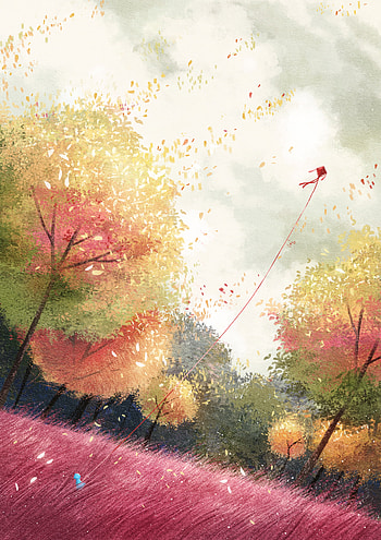 Art, Trees, Autumn, Forest, Kite HD phone wallpaper