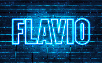 Flavio, , with names, Flavio name, blue neon lights, Flavio Birtay, Happy Birtay Flavio, popular italian male names, with Flavio name HD wallpaper