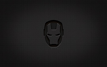 Iron Man carbon logo, , grunge art, carbon background, creative, Iron Man black logo, IronMan, superheroes, Iron Man logo, Iron Man HD wallpaper