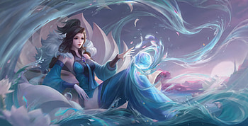 Water, blue, frumusete, pink, fantasy, luminos, girl, lilulilu19972 HD wallpaper