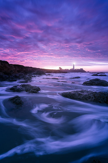 Nature, Night, Usa, Ocean, United States, Lighthouse, Pescadero HD phone wallpaper