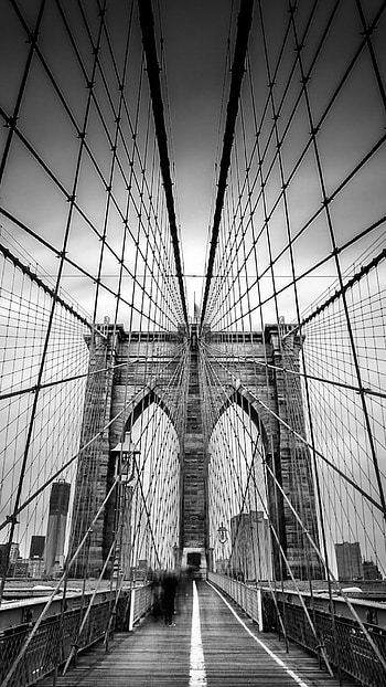 Brooklyn Bridge, Cable bridge, New York , Urban landscape HD phone wallpaper