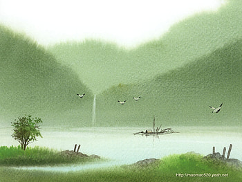 Painting7, painting, art, rural, landscape, sky, nature, mountain HD wallpaper
