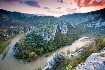 Iskar Gorge, river, graphy, bulgaria, trees, sky, mountain HD wallpaper