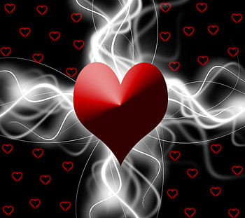 Abstract, white, glow, red, heart HD wallpaper