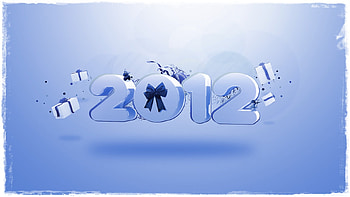 2012, blue, happy new year, gift HD wallpaper