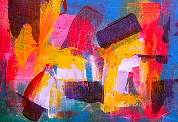 Colorful abstract painting with vivid brush strokes and vibrant colors on canvas. HD wallpaper