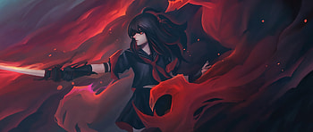Girl With Sword Red Eyes Background Anime Original, anime-girl, anime, artstation HD wallpaper