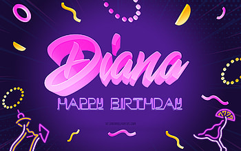 Happy Birtay Diana, , Purple Party Background, Diana, creative art, Happy Diana birtay, Diana name, Diana Birtay, Birtay Party Background HD wallpaper