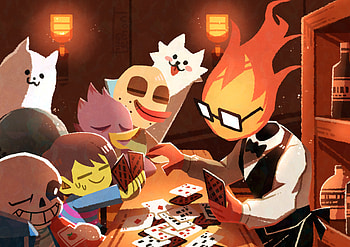 Undertale Crew’s Cozy Card Night – Ultra, Sans (Undertale), Frisk (Undertale), video game, Undertale HD wallpaper