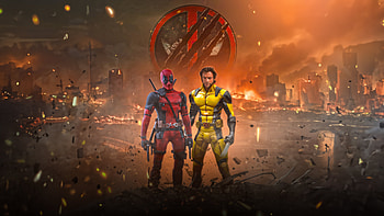 Deadpool And Wolverine In A City Ablaze, deadpool-and-wolverine, deadpool-3, deadpool, wolverine, 2024-movies, movies, hugh-jackman, superheroes, artist, artwork, digital-art, artstation HD wallpaper
