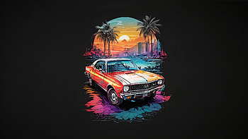 Classic Car Miami Vibes Minimal, cars, artist, artwork, digital-art, minimalism, minimalist HD wallpaper