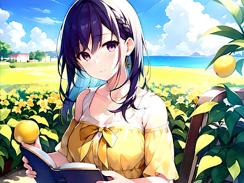A girl reading a book by the sea, AI Art, Anime, girl, anime girl HD wallpaper