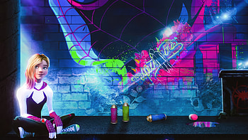 Gwen Stacy In Spiderman Across The Spiderverse, gwen-stacy, spider-man-across-the-spider-verse, 2023-movies, movies, artist, artwork, digital-art HD wallpaper