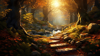 Enchanting Autumn Forest Sunbeam, sunbeam, forest, nature, fall HD wallpaper