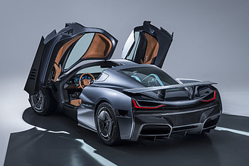 Rimac C Two, doors open, rear view, 2018 HD wallpaper
