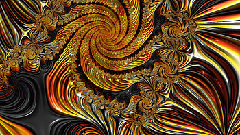 Fractal Art for your - Trippy, yellow, orange (Color), black, psychedelic, trippy, Abstract, fractal, abstract black HD wallpaper