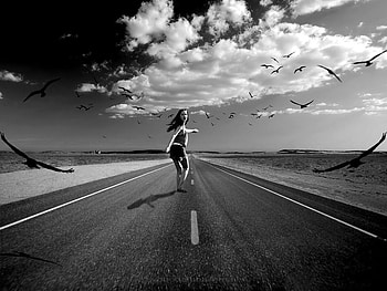 runaway, girl, road, afraid HD wallpaper