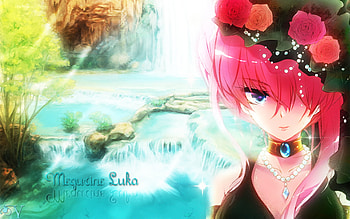 Megurine Luka, luka, cute, vocaloid, beauty, scenery, abstract, vocaloids, flower, scenic, water, female, sexy, sweet, scene, hot, girl, singer, diva, anime girl, anime, waterfall, idol HD wallpaper