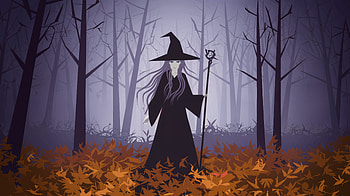 Enchanted Shadows: A Dark Fantasy - Ultra, Dark Fantasy, witch, forest, halloween, Autumn HD wallpaper