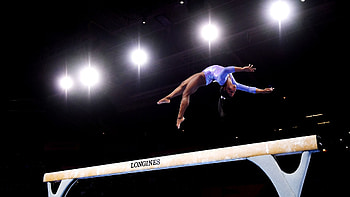 Balance Beam, Simone Biles, Athletic precision, Gravity defying HD wallpaper