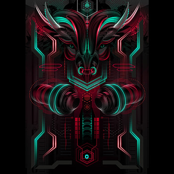 Art, Neon, Scheme, Bull HD phone wallpaper