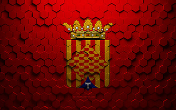Flag of Tarragona, honeycomb art, Tarragona hexagons flag, Tarragona 3d hexagons art, Tarragona flag HD wallpaper