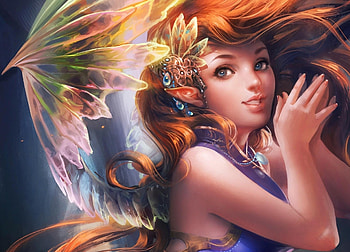 Fantasy, Girl, Wings, Hair, Elf HD wallpaper