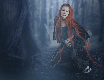Alone into the forests, night, forests, fantasy, woman HD wallpaper