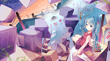 Hatsune Miku, blue, colorful, awesome, cute, stars, vocaloid, beauty, nice, cuty, miku, buildings, vocaloids, hatsune, skirt, blue eyes, twintail, blue hair, beautiful, anime, pretty, lights, cool HD wallpaper