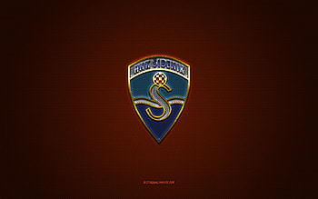 HNK Sibenik, Croatian football club, blue logo, burgundy carbon fiber background, Prva HNL, football, Sibenik, Croatia, HNK Sibenik logo HD wallpaper