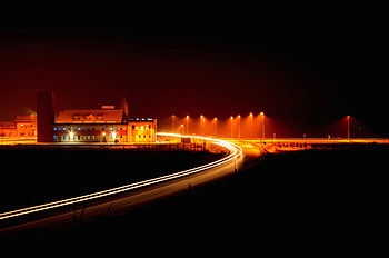 Dark, Road, House, Glow HD wallpaper
